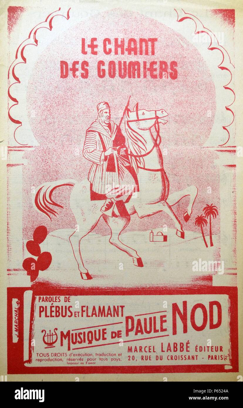 Le chant des Goumiers;un francese di seconda guerra mondiale, la canzone patriottica da Paolo Nod 1940 Foto Stock