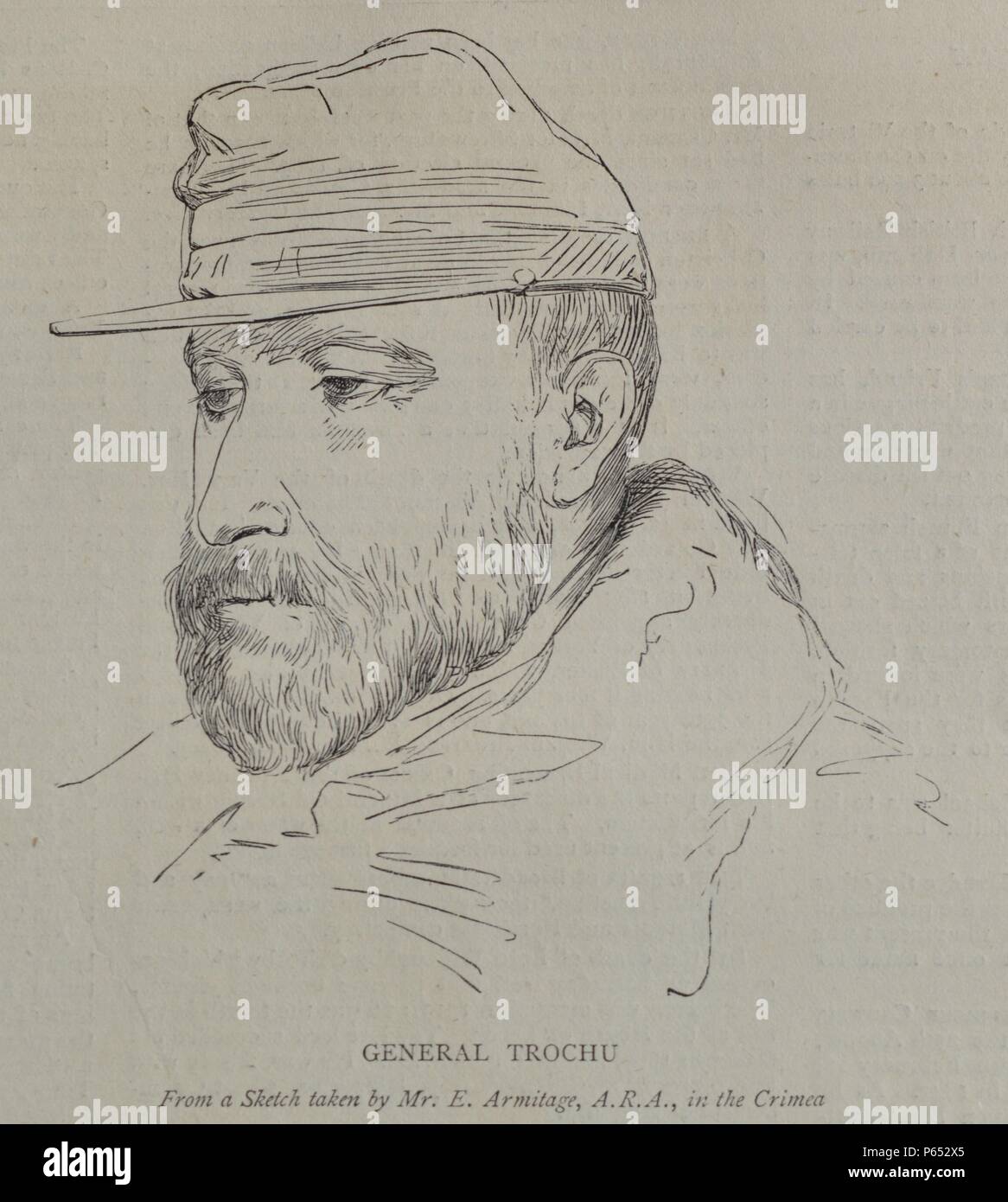 Schizzo prese dal sig. E. Armitage del Generale Louis Jules Trochu (1815-1896) un francese leader militare e politico. Datata 1870 Foto Stock