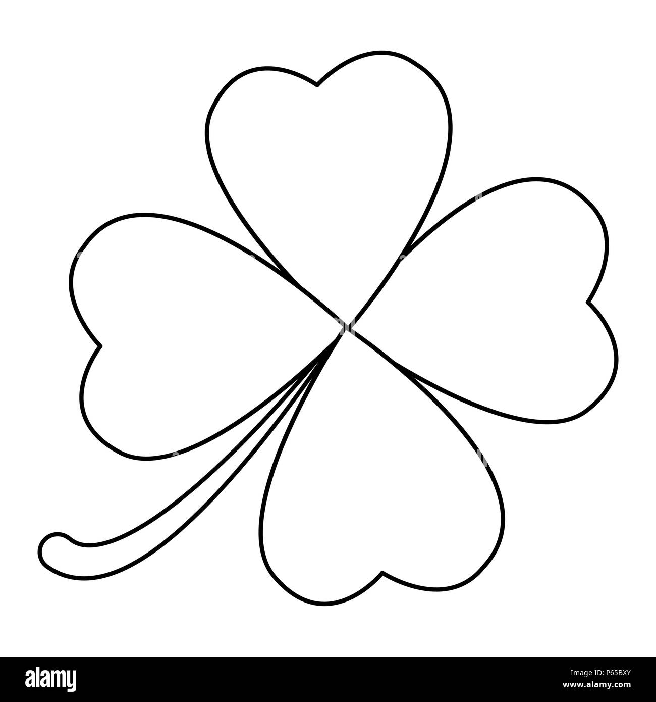 Quattro leaf clover design isolato su sfondo bianco Illustrazione Vettoriale