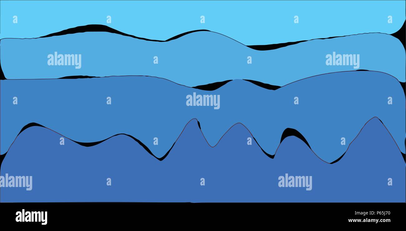 Ondulata blu stilizzata sfondo vettoriale simile a ocean, o le onde del mare. Illustrazione Vettoriale