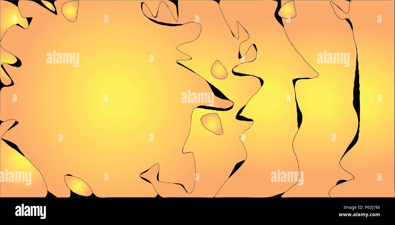 Arancione il vettore gradiente dello sfondo con spaccature ondulata e blob. Illustrazione Vettoriale