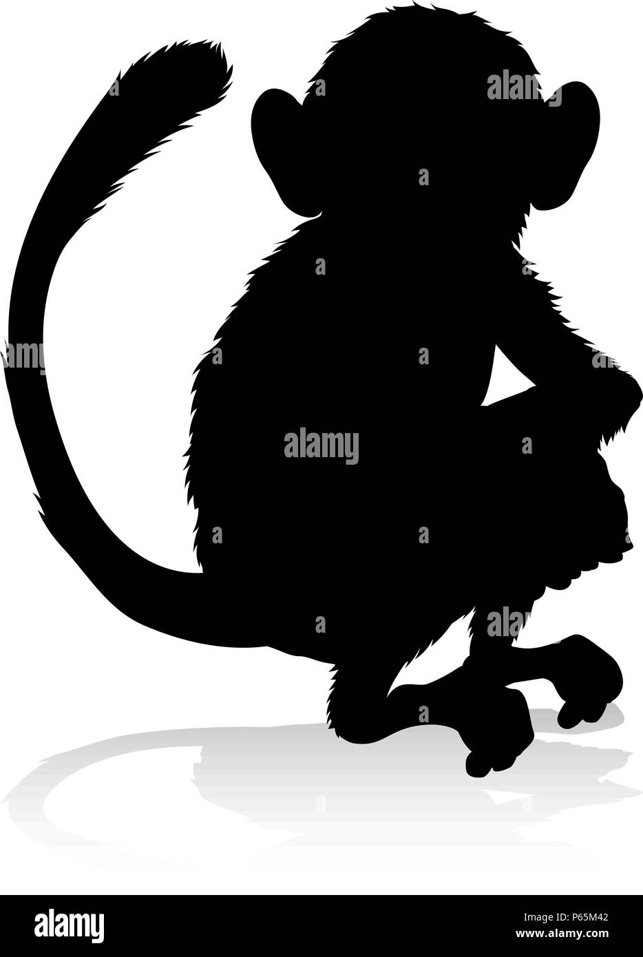 Monkey Silhouette di animali Illustrazione Vettoriale