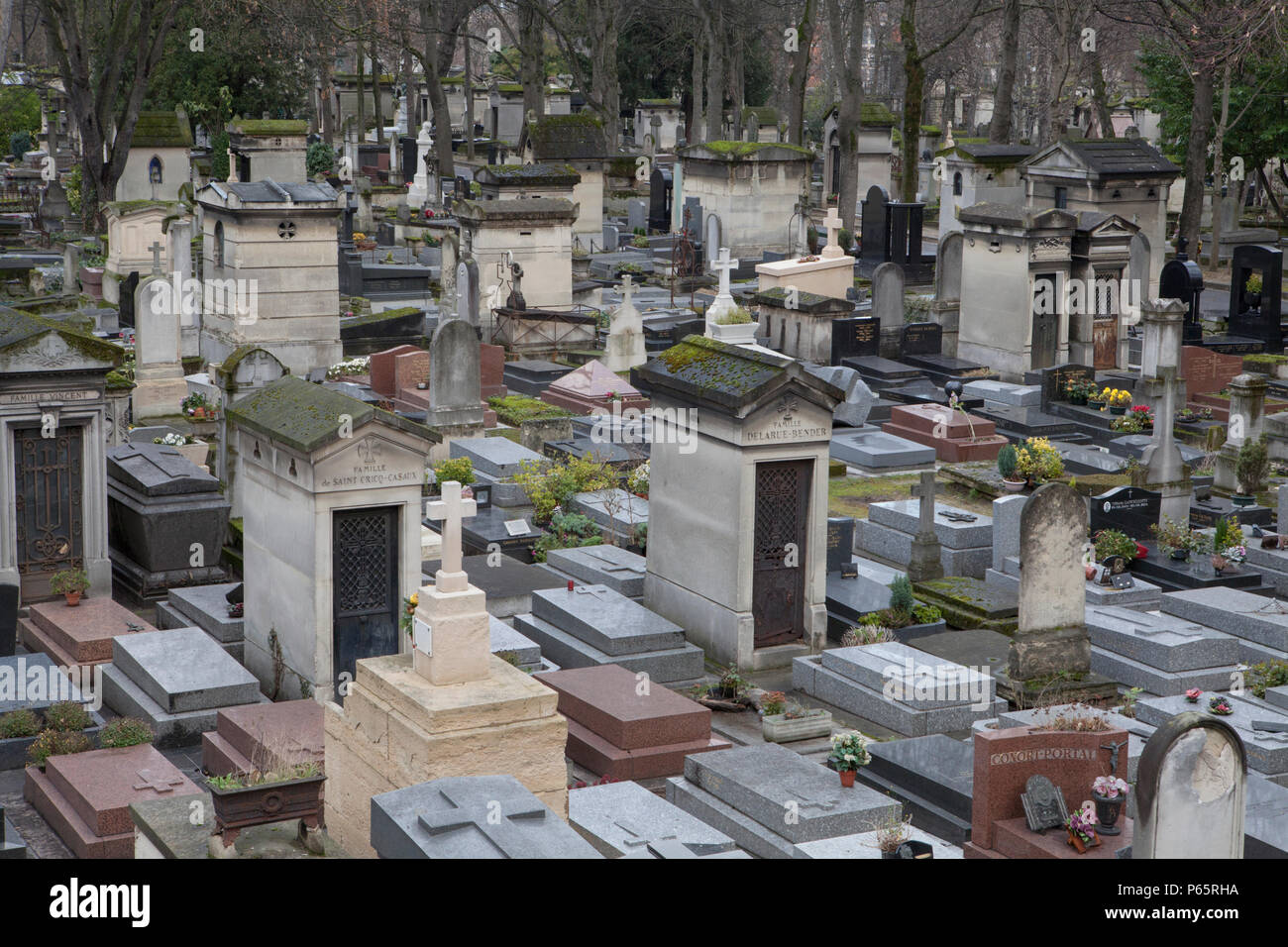 Cimitero di Montmartre a Parigi, Francia Foto Stock