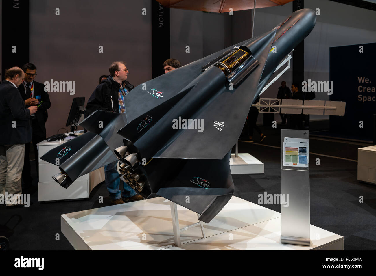 Spazio Pavilion. Un concetto per un sottorbitale, ipersonici, alato il trasporto passeggeri SpaceLiner. Mostra ILA Berlin Air Show 2018 Foto Stock