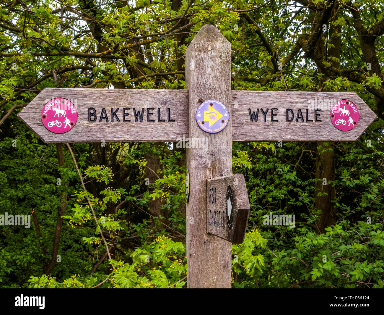 Cartello, Monsal Trail, Derbyshire Foto Stock