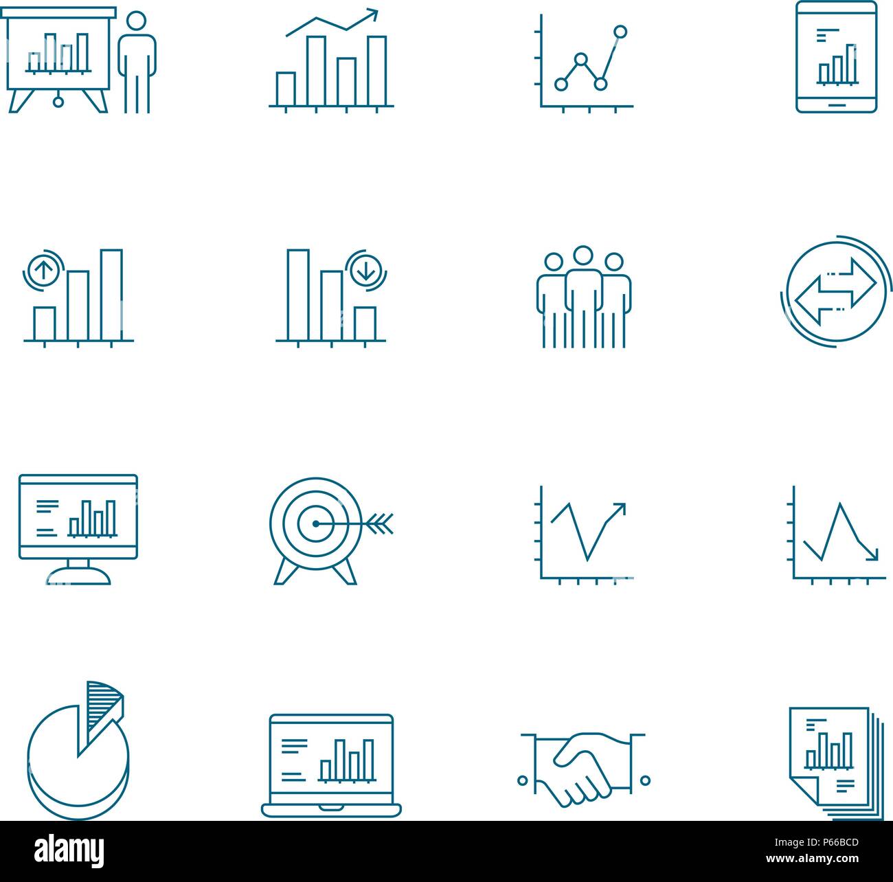 La linea di business set di icone Illustrazione Vettoriale