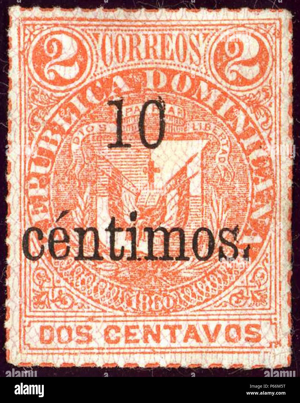 1883 10c Republica Dominicana withNetwork Mi53. Foto Stock