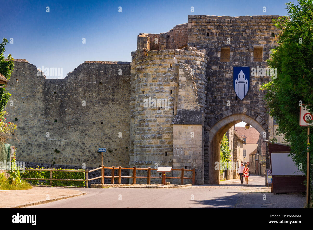 Il medievale cinta fortificata fu costruita nel XIII secolo a Provins, Francia Foto Stock