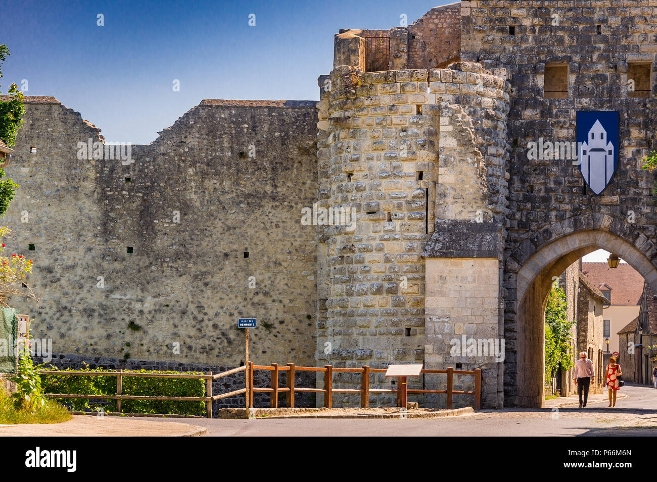 Il medievale cinta fortificata fu costruita nel XIII secolo a Provins, Francia Foto Stock