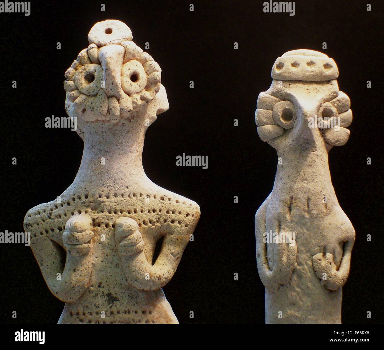 Arte antica: femmina statuine di terracotta, Siria settentrionale 2000 BC. Foto Stock