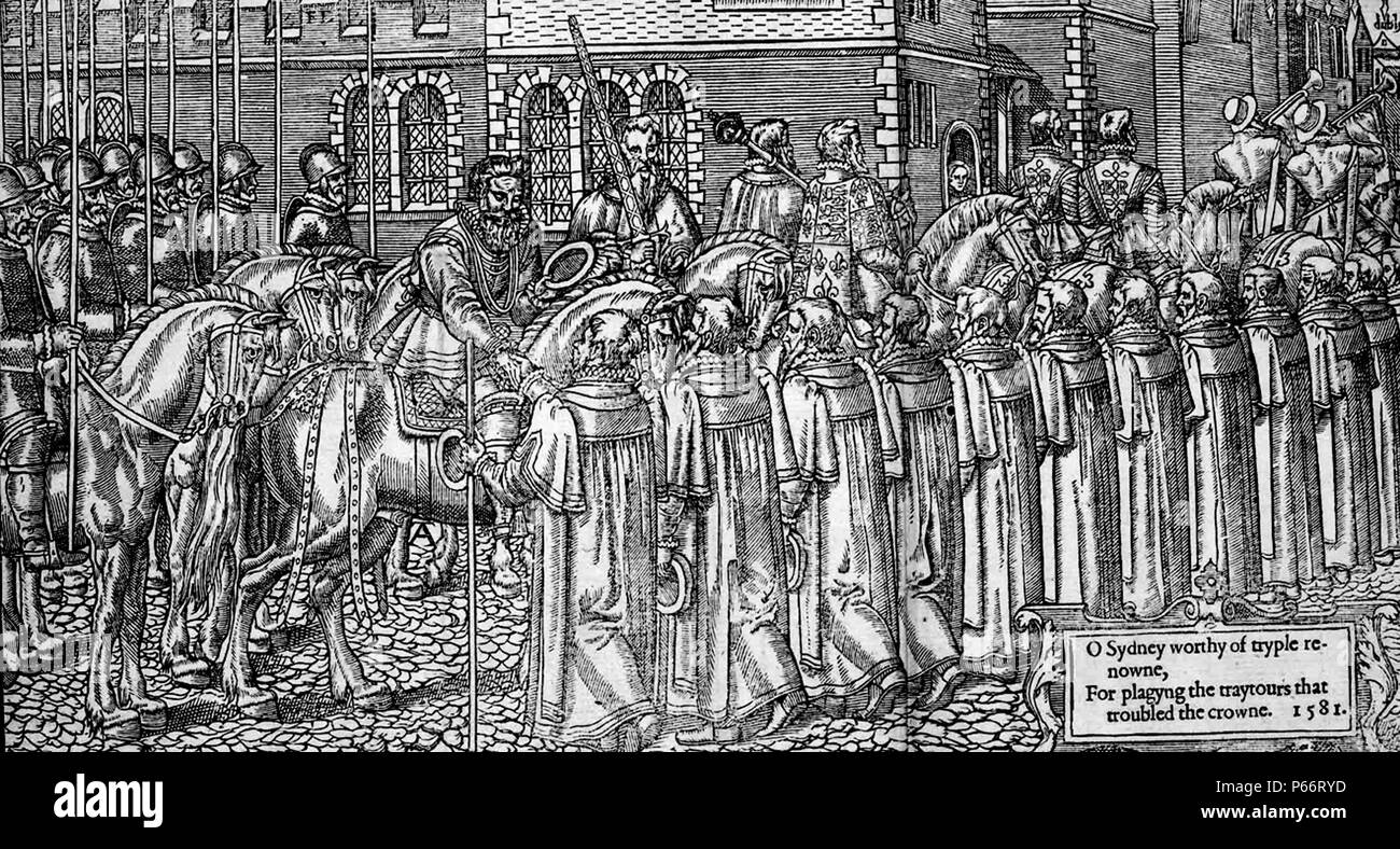 Sir Henry Sidney ritorna in trionfo al Castello di Dublino , aprile 1576. Sir Henry Sidney (1529 ñ 5 maggio 1586), Signore Vice Irlanda era un eminente uomo politico e cortigiano durante i regni di Enrico VIII e di Edoardo VI, Sidney soppressa una ribellione guidata dal Conte di Clanricarde e i suoi figli nel 1576. Foto Stock