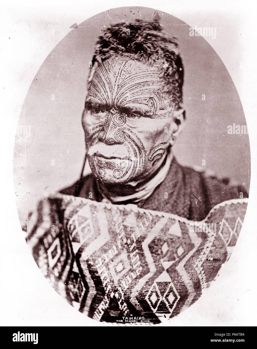 Tawaiho, il re Maori fotografia datata tra ca. 1900 e 1923. Tawaiho, il re maori della Nuova Zelanda, testa e spalle ritratto, rivolto leggermente verso sinistra. Foto Stock