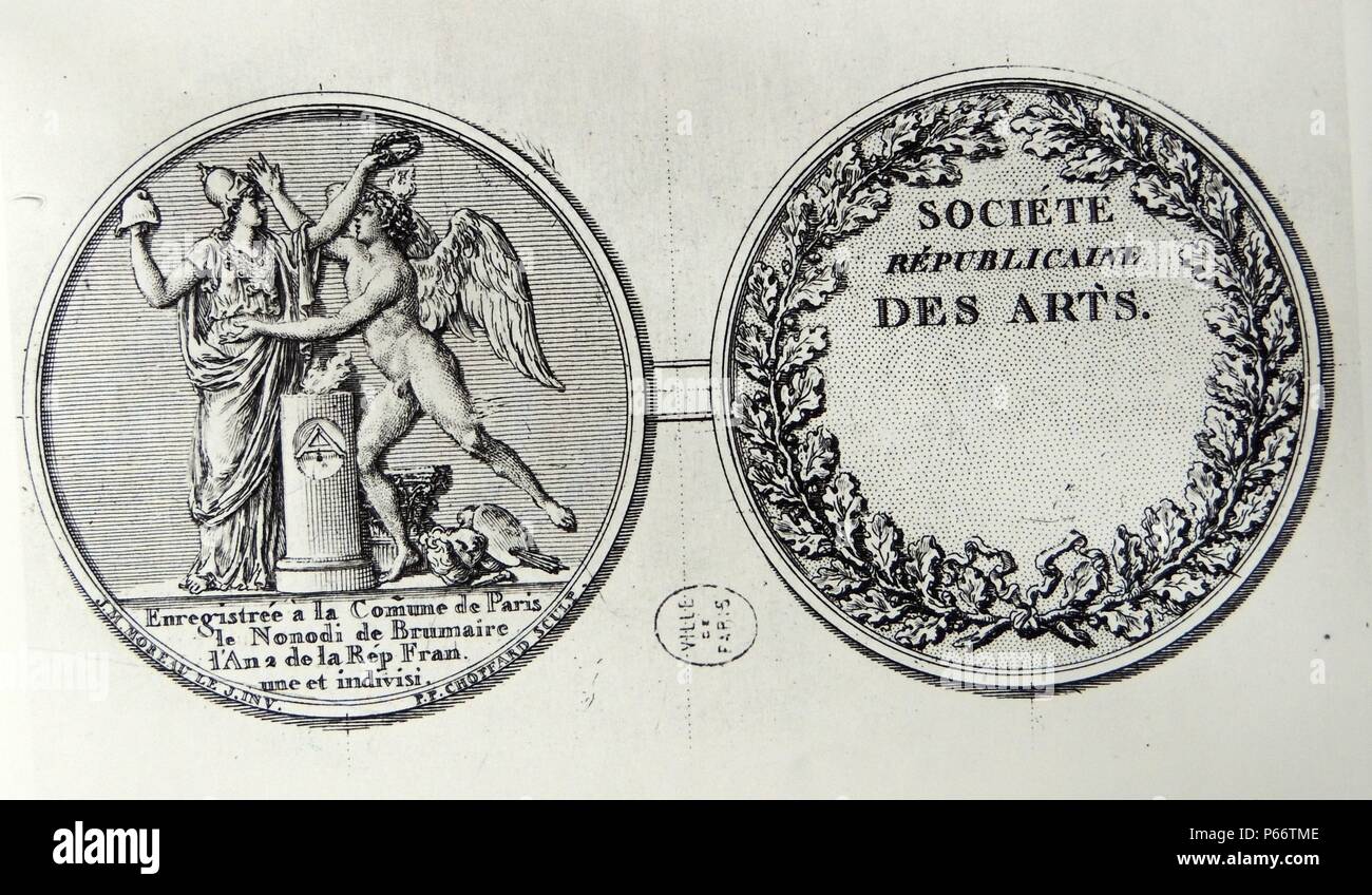 La guarnizione della società repubblicana per le arti, dopo la rivoluzione francese del 1789 Foto Stock
