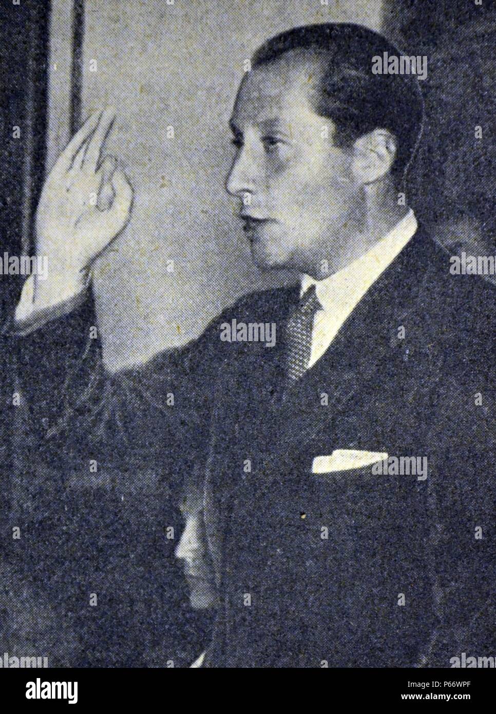 Guerra civile spagnola: Don JosÃ© Antonio Primo de Rivera y SÃ¡enz de Heredia, primo duca di Primo de Rivera, terzo Marchese di Estella Grandee della Spagna (24 aprile 1903 â€ì 20 novembre 1936) era un avvocato spagnolo, nobile, un politico e fondatore della Falange EspaÃ±ola ('Spanish falange'). Egli è stato eseguito dagli spagnoli di governo repubblicano durante il corso della guerra civile spagnola. Foto Stock