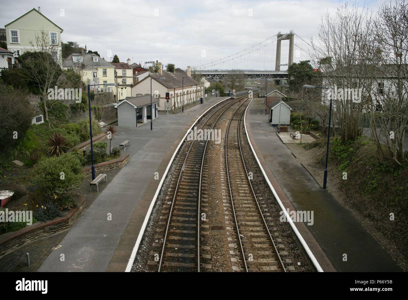 Panoramica di Saltash station, Cornwall. 2006 Foto Stock