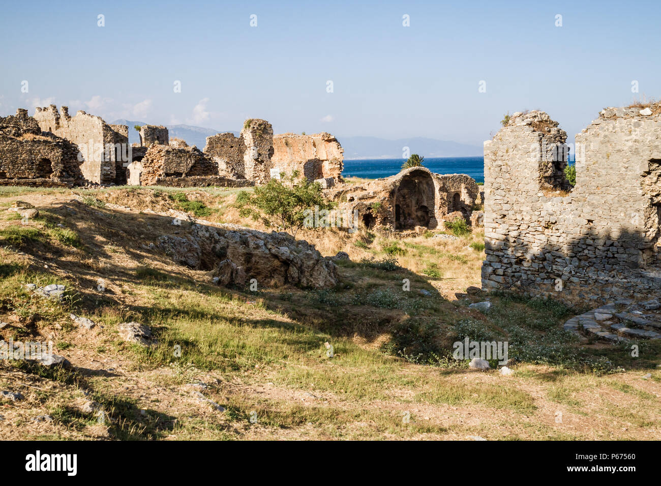 Rovine dell antica città romana Anemurium in Anamur, Turchia Foto Stock