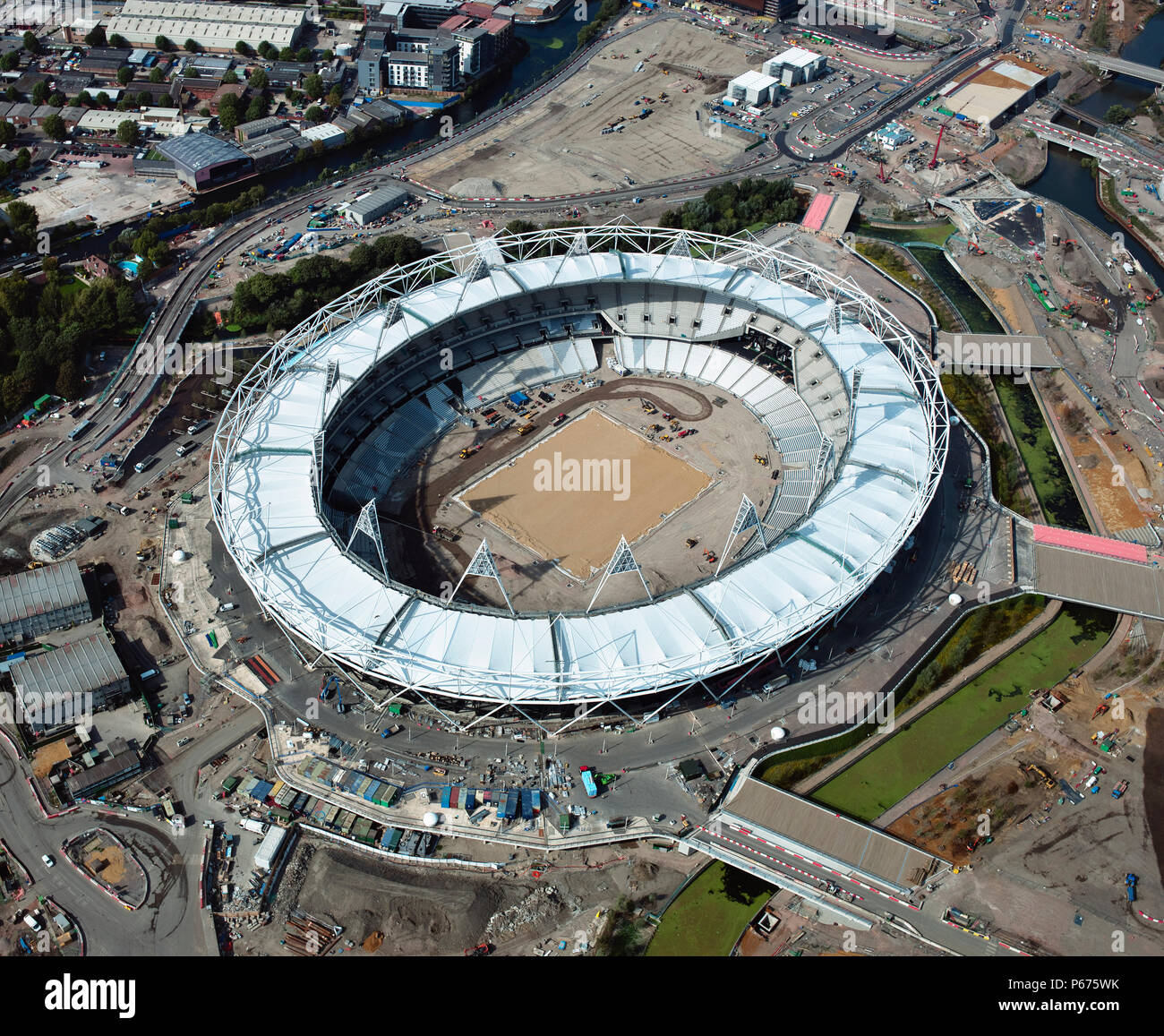Vista aerea del sito olimpico, London, Regno Unito Foto Stock
