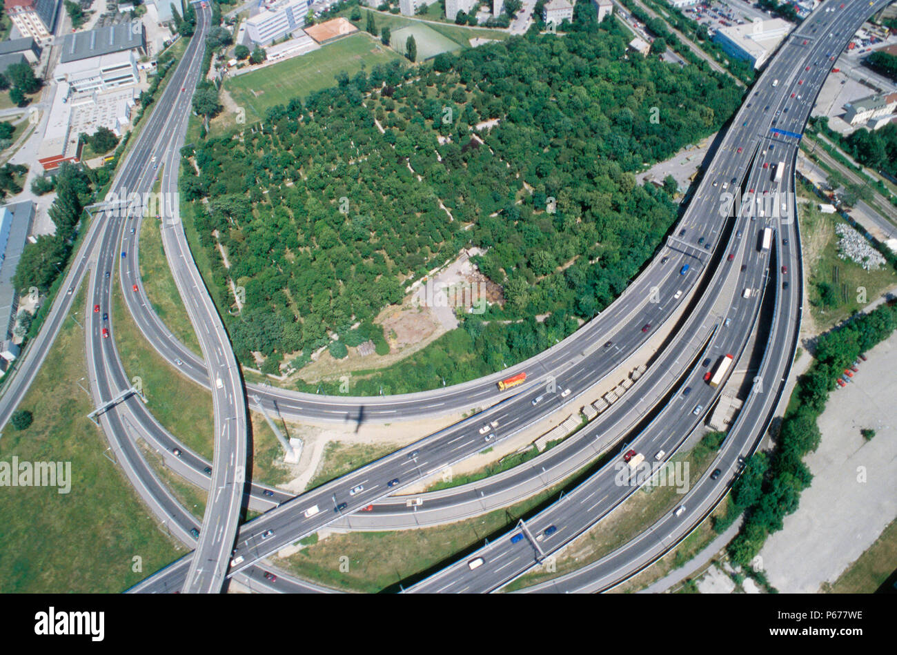 Autostrada A21 giunzione sulla periferia di Vienna, Austria Foto Stock