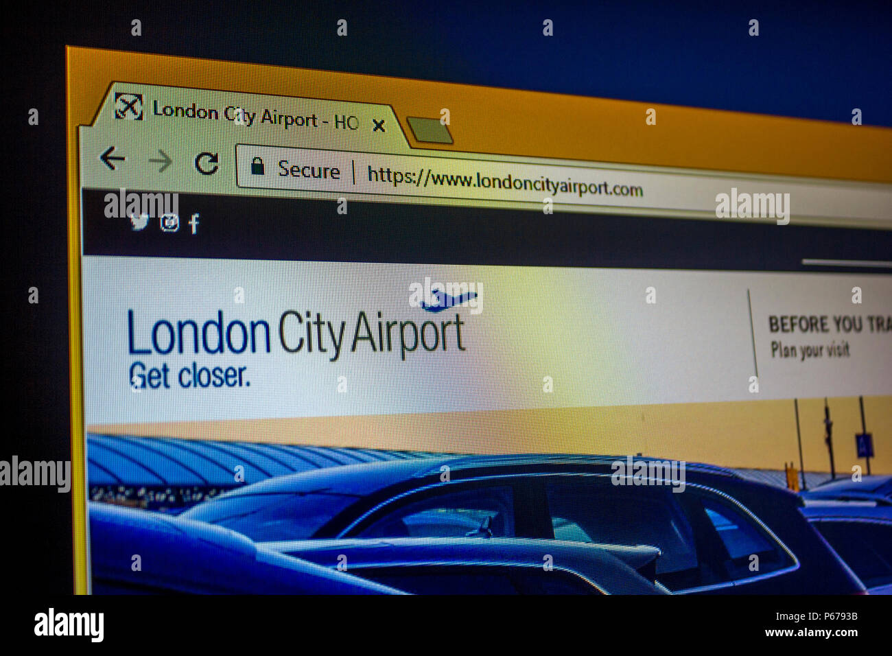 Sito Web - Aeroporto London City Foto Stock