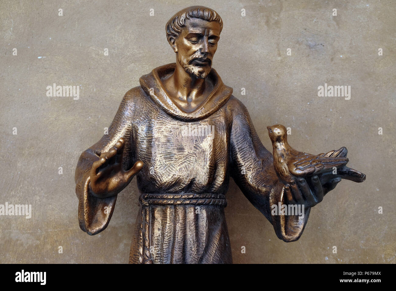 San Francesco d Assisi statua che si trova nella chiesa di San Francesco a Mantova, Italia Foto Stock