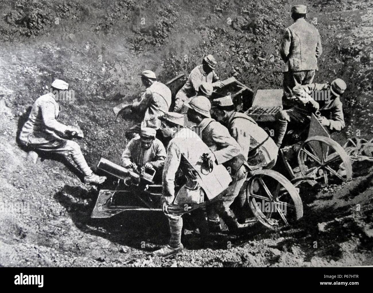 Artiglieria francese mortaio in Salonicco, Grecia; la prima guerra mondiale 1915 Foto Stock