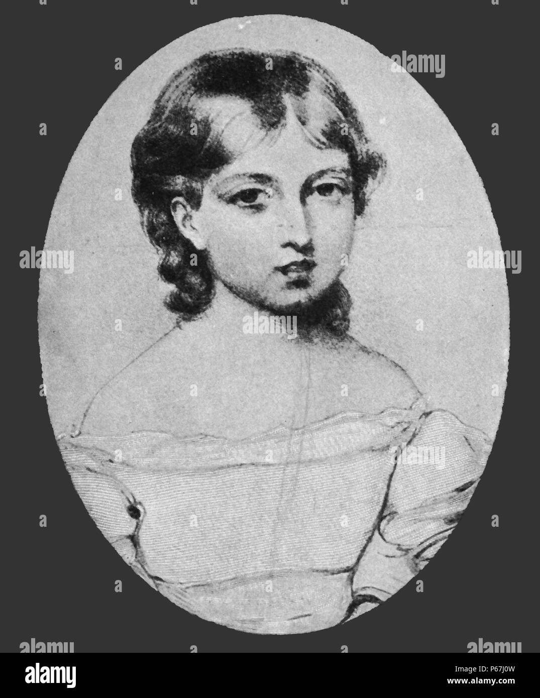 Ritratto datato 1828 della regina Vittoria di Gran Bretagna di età compresa tra i 9 Foto Stock
