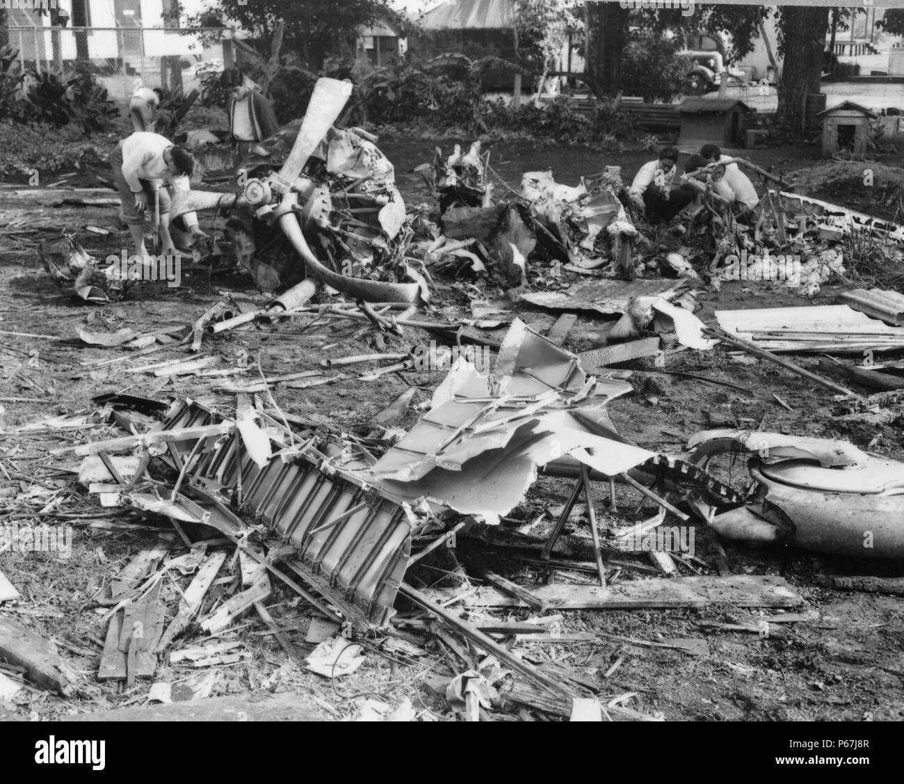 Relitto del piano giapponese abbattuto durante l'attacco di Pearl Harbor. Seconda guerra mondiale Foto Stock