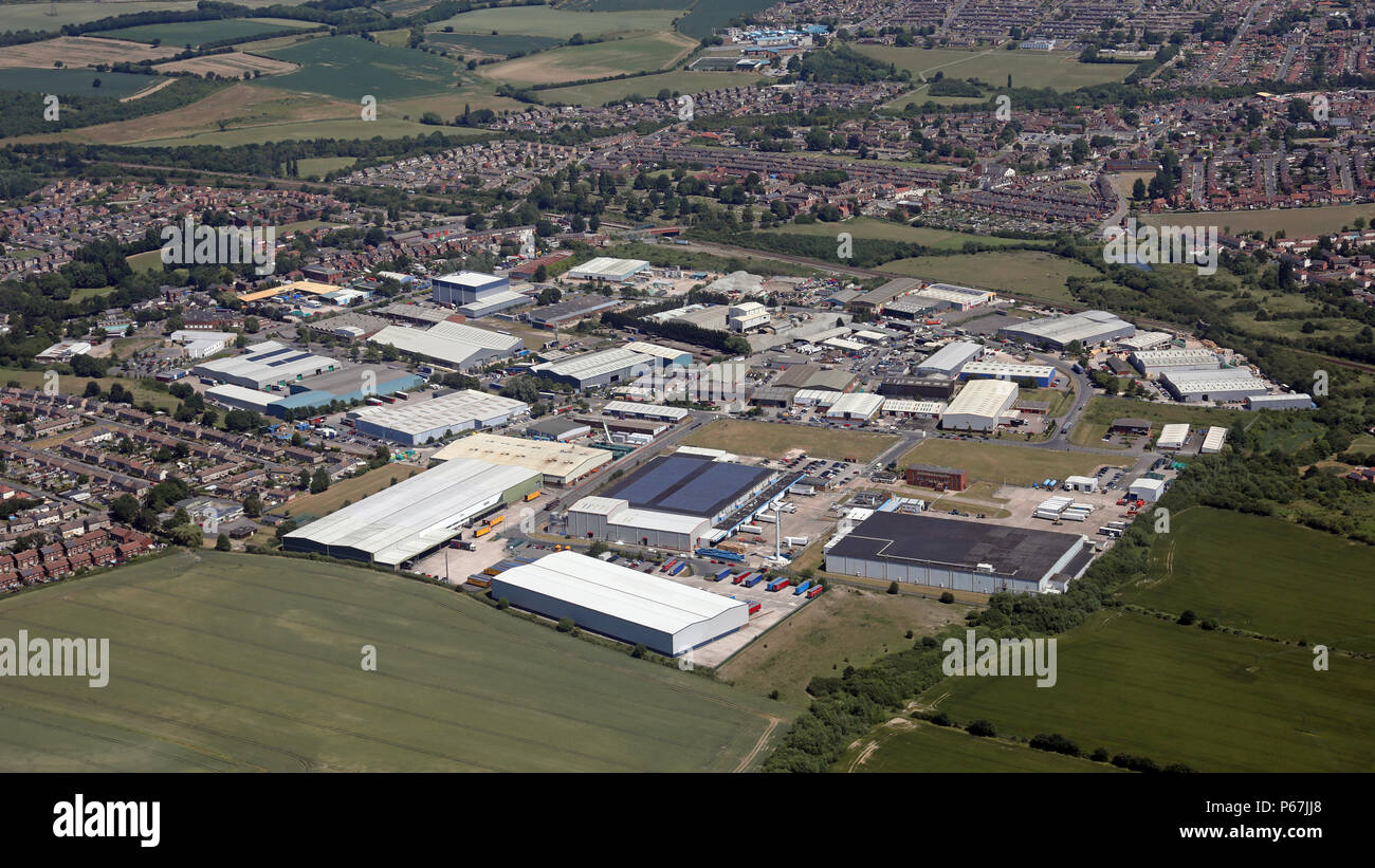 Vista aerea del Langthwaite Business Park, South Kirkby, Pontefract Foto Stock