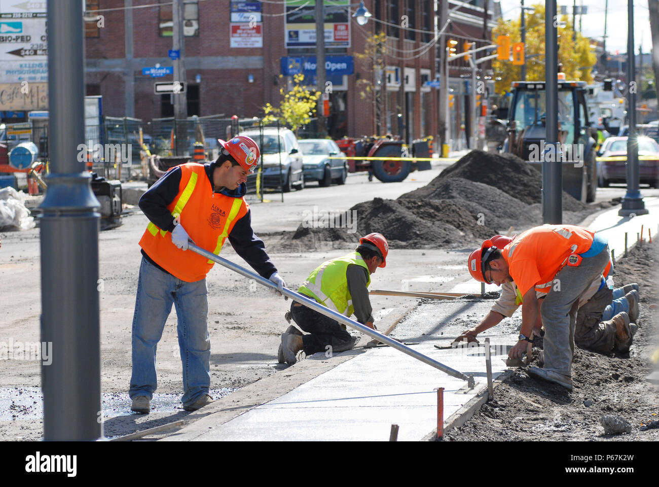 Costruzione Graydex, ACQUA, FOGNATURE, LAVORI STRADALI, Bank Street, Ottawa, Ontario, Canada, 2009 Foto Stock