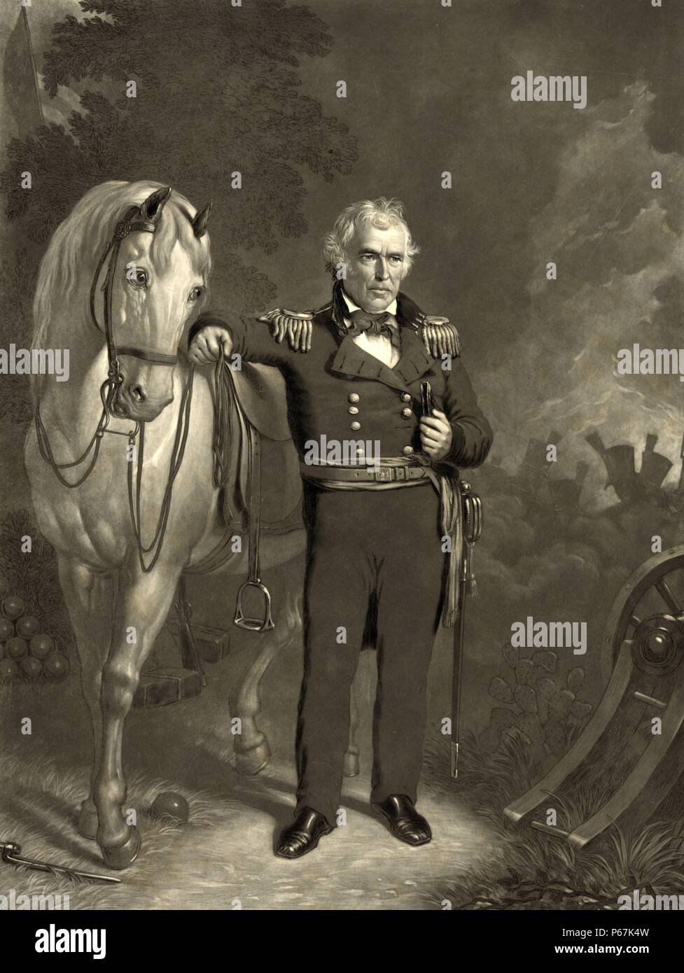 Presidente Zachary Taylor. Taylor è stato il dodicesimo presidente degli Stati Uniti. Prima della sua presidenza, Taylor era un ufficiale di carriera nell'esercito degli Stati Uniti, passando al rango di maggiore generale. Foto Stock