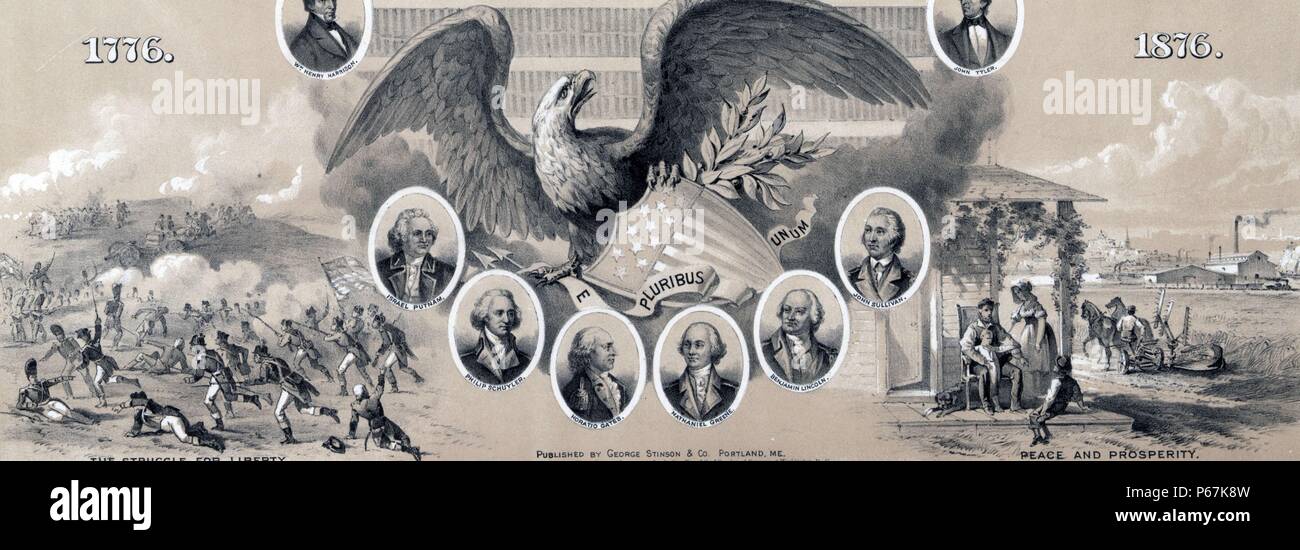 Ritratti di cameo di sei guerra rivoluzionaria americana generali: Israele Putnam; Philip Schuyler; Horatio Gates; Nathaniel verde; Benjamin Lincoln: John Sullivan Foto Stock