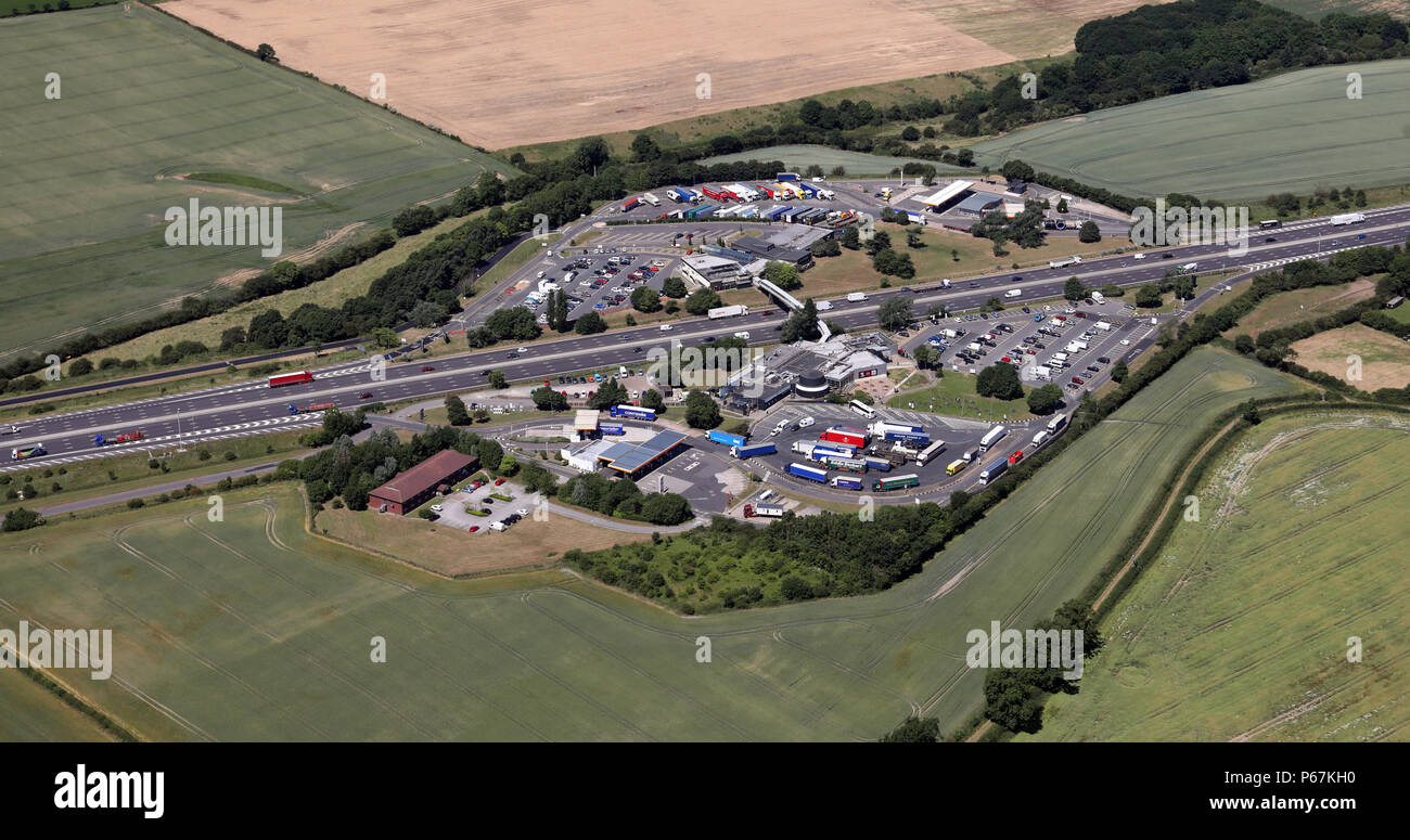 Vista aerea di Woodall Servizi sulla M1 vicino a Sheffield, Regno Unito Foto Stock