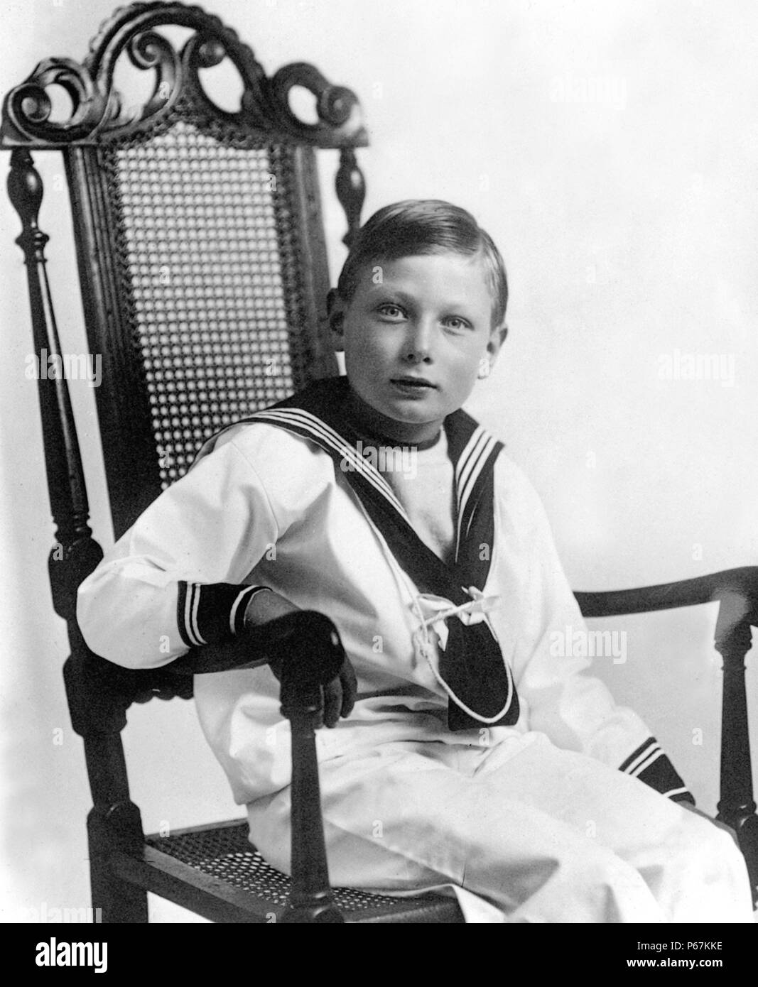 Fotografia del principe Giovanni del Regno Unito (1905-1919) il quinto figlio e più giovane di sei figli del re George V (1865-1935) e sua moglie, la Regina Maria di teck. Datata 1913 Foto Stock