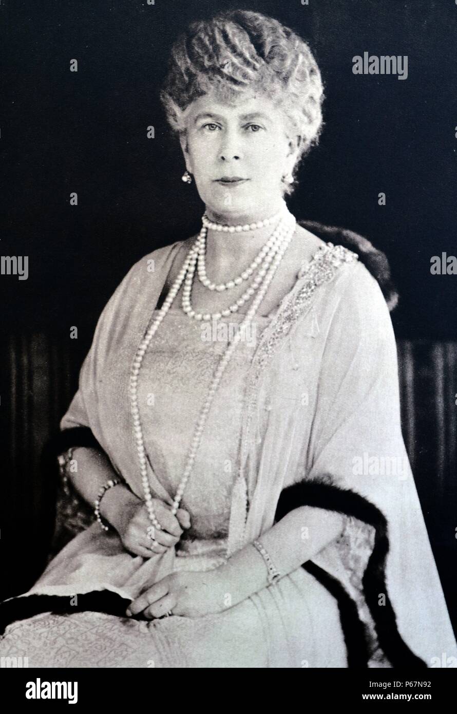 Ritratto di Maria di Teck (Queen Mary), moglie del re George V. Foto Stock