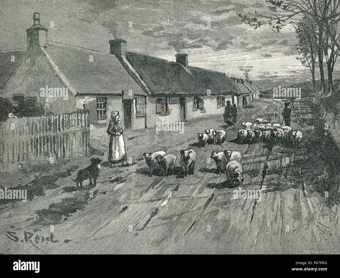 Esterno del cottage a Alloway in cui Robert Burns è nato, secolo XIX illustrazione Foto Stock