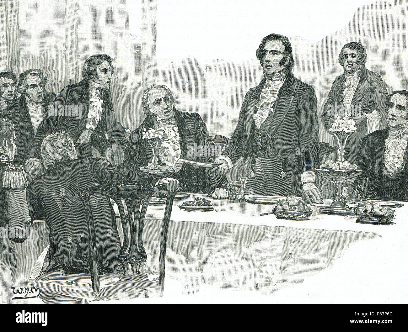 George Robert Dawson's, controverso 'surrender' parlato ad un banchetto in Derry Londonderry, 12 Ago 1828 Foto Stock