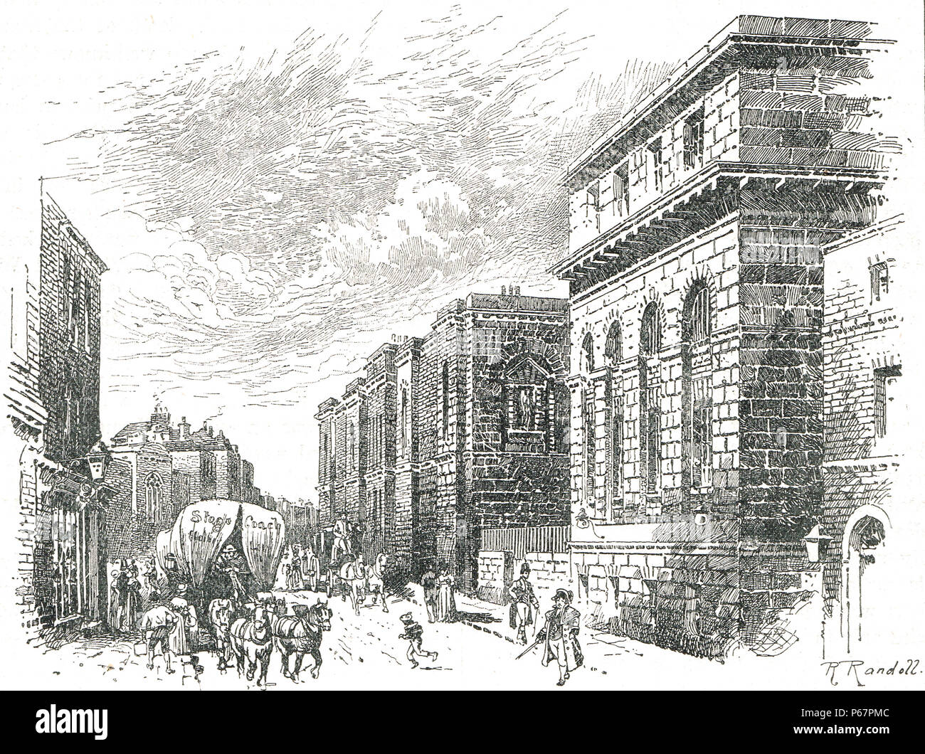 La Old Bailey, Londra, Inghilterra in 1814 Foto Stock