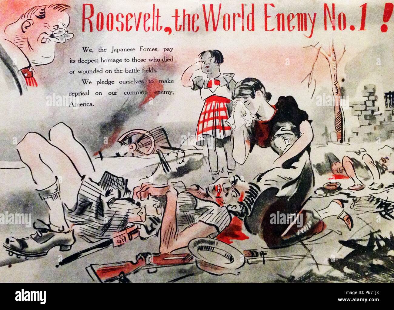 Anti-Roosevelt poster di propaganda usato dai giapponesi. Datata 1941 Foto Stock