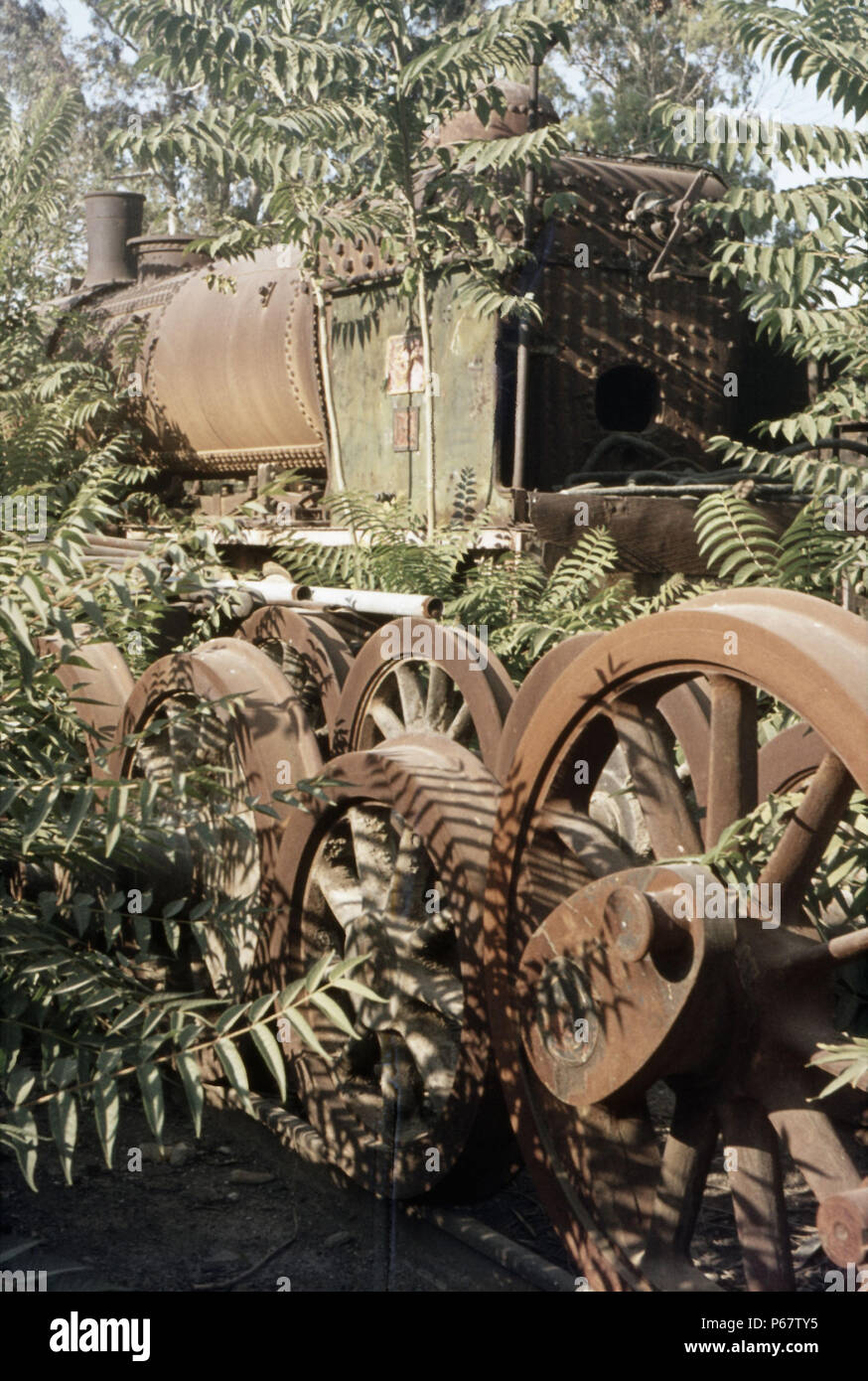 Syrian Railways Hartmann 2-8-0 n. 104 del 1906 abbandonata a opere Cadem Danascus Sabato 19 Giugno 1976. Foto Stock