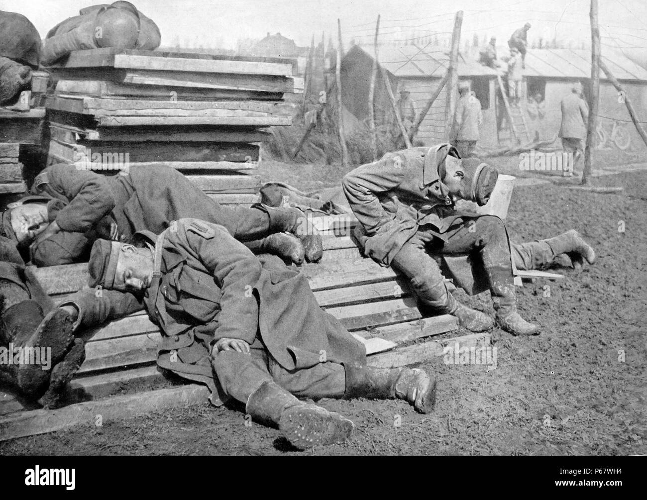 Esaurito prigionieri di guerra tedeschi durante la Prima Guerra Mondiale Foto Stock