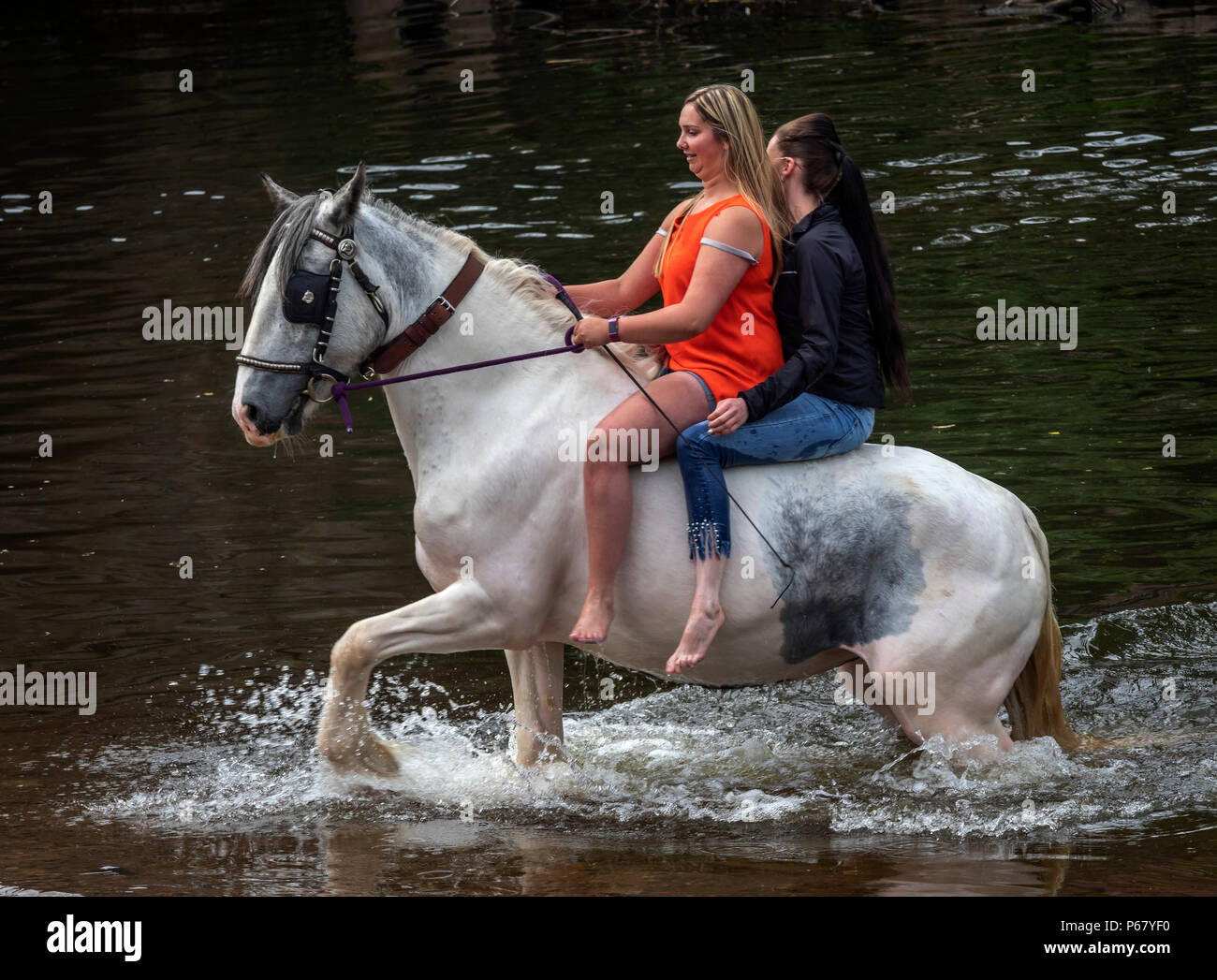 Appleby Horse Fair Cumbria, Giugno 2018. Incontro annuale di zingari e nomadi nella città di Appleby-in-Westmoreland Foto Stock