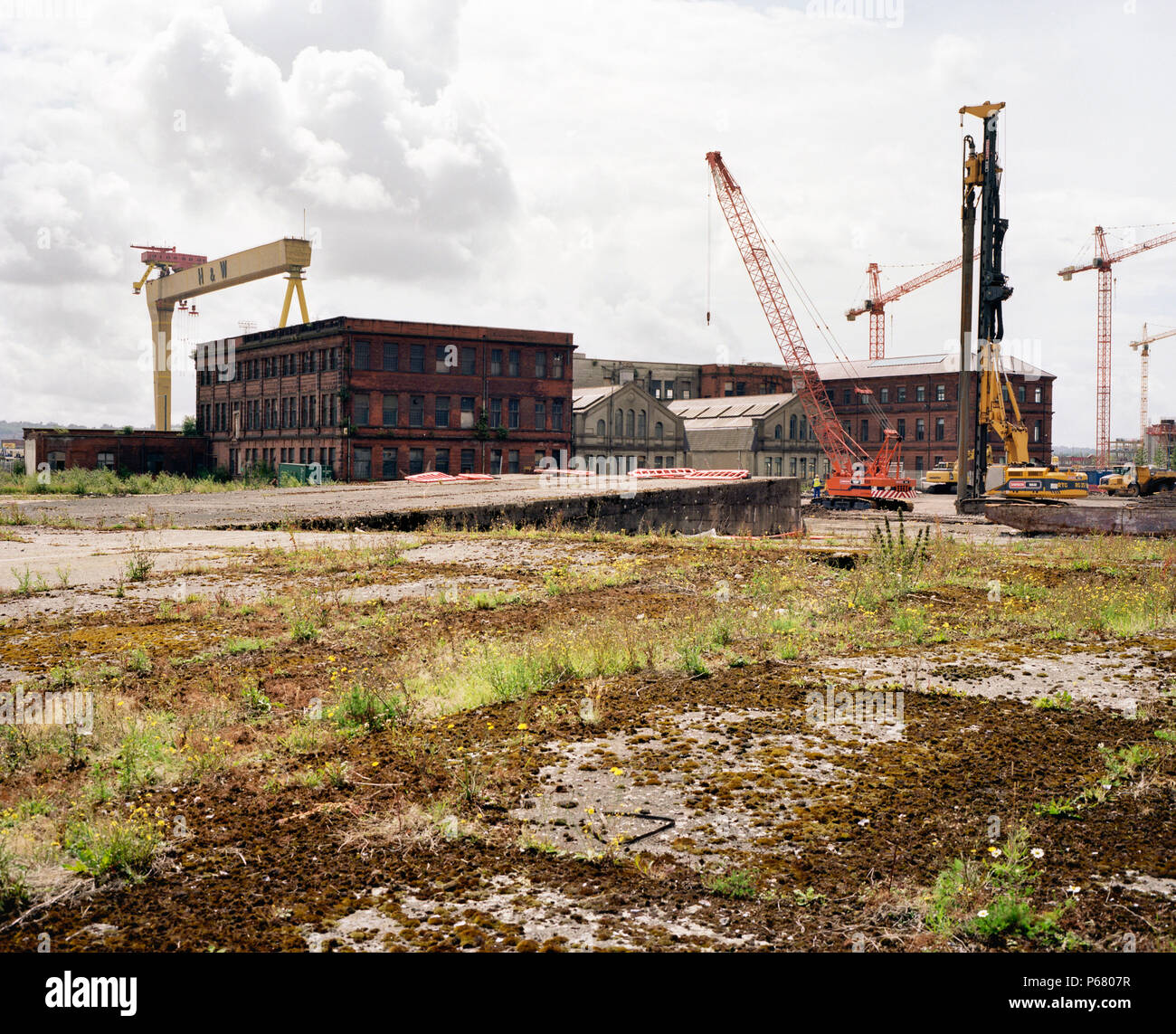 Titanic Quarter, Belfast, Irlanda del Nord, terreni bonificati in Belfast City Harbour, conosciuto fino a poco tempo fa come Queen's Island. Il sito era stato precedentemente ow Foto Stock