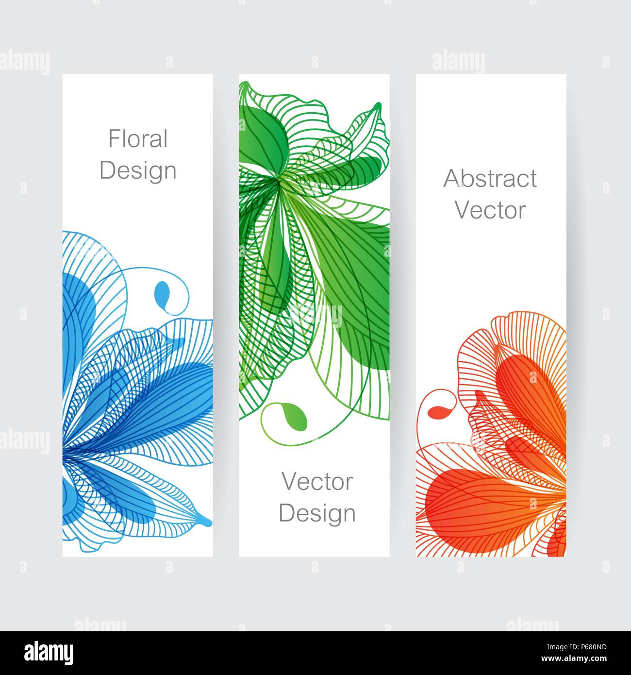 Set di banner floreali, design floreale Illustrazione Vettoriale
