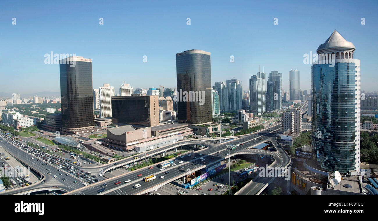 Autostrada scambio al Centro Finanziario Internazionale di Pechino - il distretto centrale degli affari in Cina Foto Stock