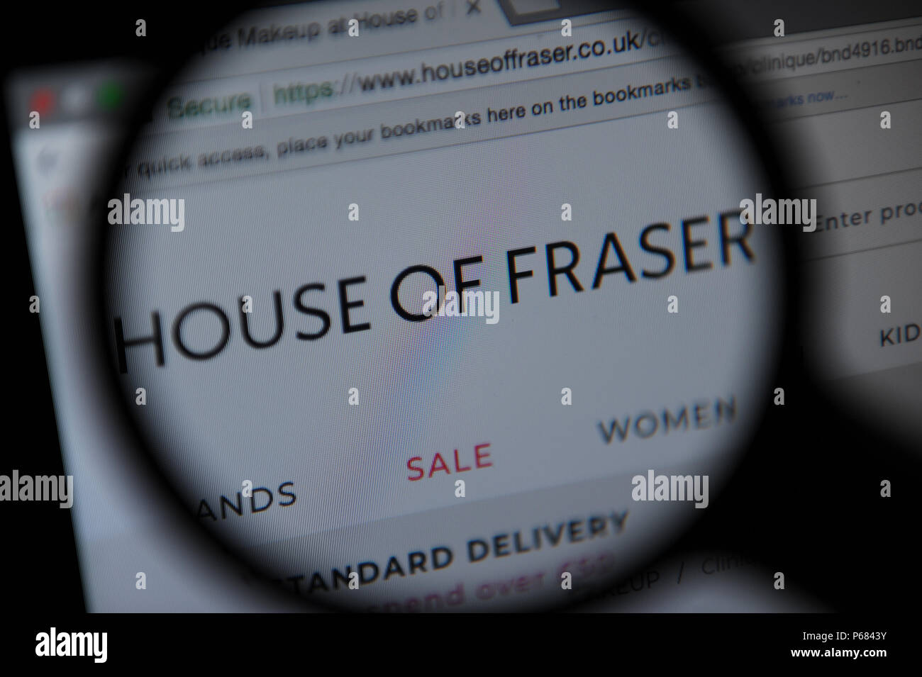 La House of Fraser sito visto attraverso una lente di ingrandimento Foto Stock