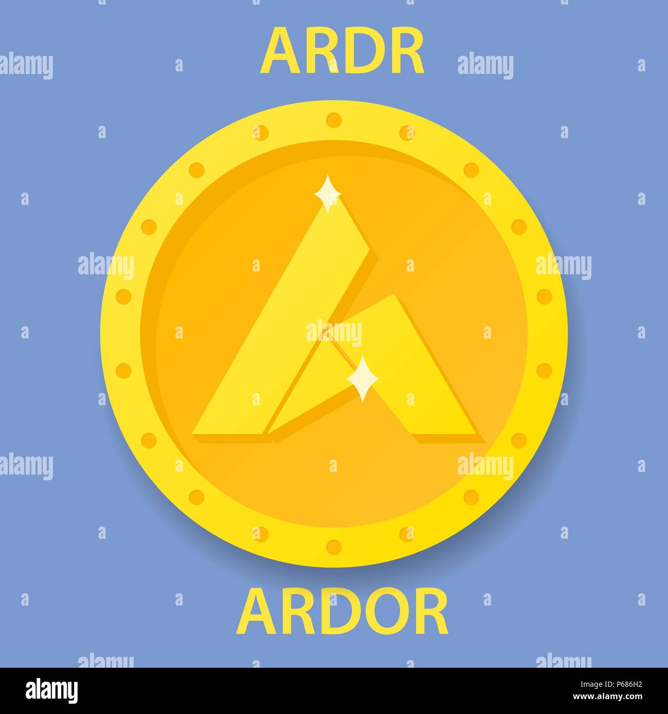 Ardore Coin cryptocurrency blockchain icona. Virtual electronic, denaro per internet o simbolo cryptocoin, logo Illustrazione Vettoriale
