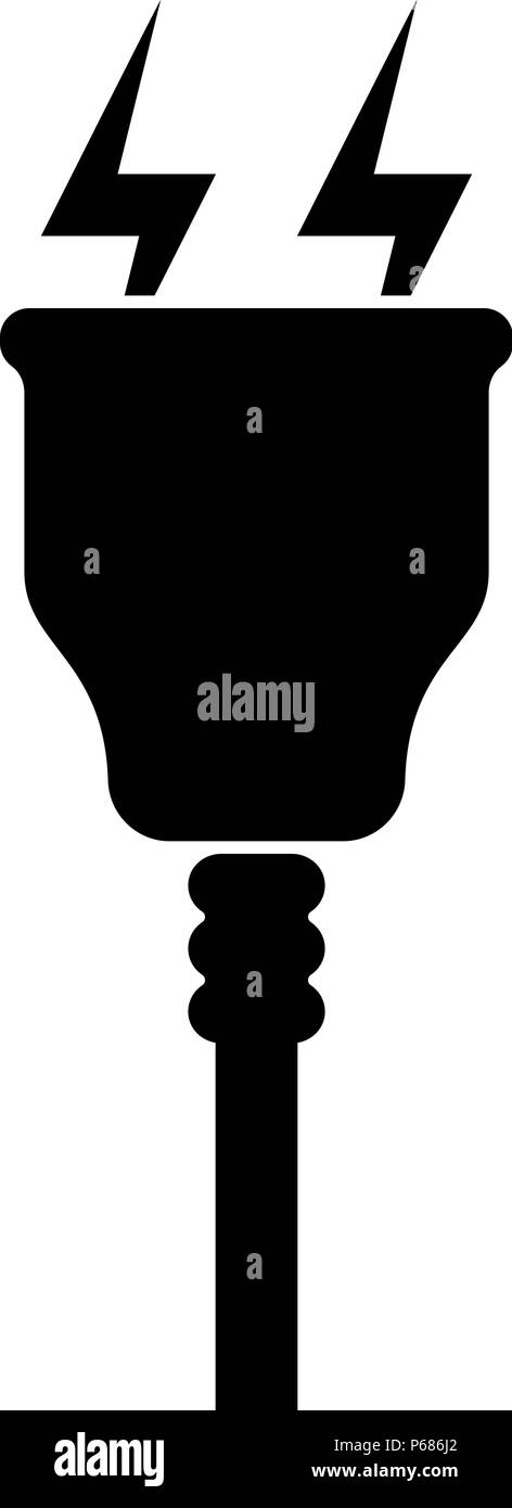 Spina elettrica icona con il simbolo di un fulmine, segno Illustrazione Vettoriale