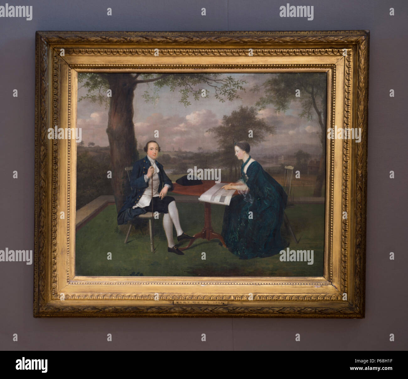 Bonhams New Bond Street, Londra, Regno Unito. 29 Giugno, 2018. James, ventesimo Conte di Kildare e sua moglie da Arthur Devis (1711-1787), stimato a £ 80,000-120,000 nei vecchi maestri vendita anteprima. Dipinto in 1753, il lavoro mostra il futuro 1° Duke of Leinster e sua moglie seduti nei motivi del cartone, sua moglie Emily tiene nelle sue mani i disegni per un nuovo ponte. . Il dipinto è uno dei cinque importanti opere vendute da The Duke of Leinster. La vendita avviene su Mercoledì 4 luglio 2018 a 2pm. Credito: Malcolm Park/Alamy Live News. Foto Stock