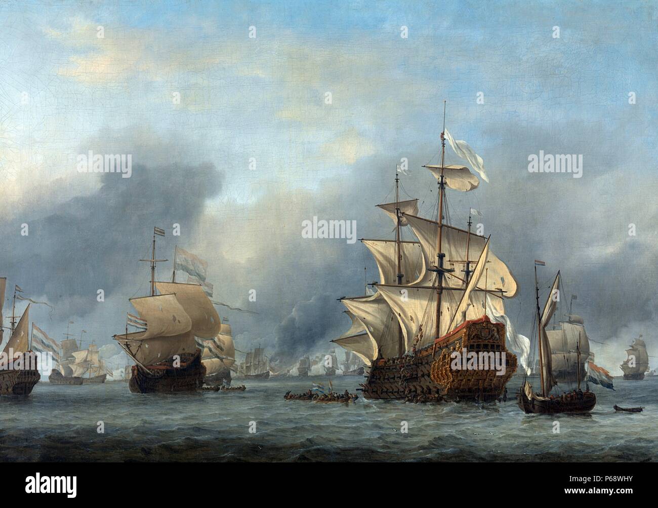 La Dutch bruciando le navi inglesi durante il raid su Medway, 20 giugno 1667 Foto Stock