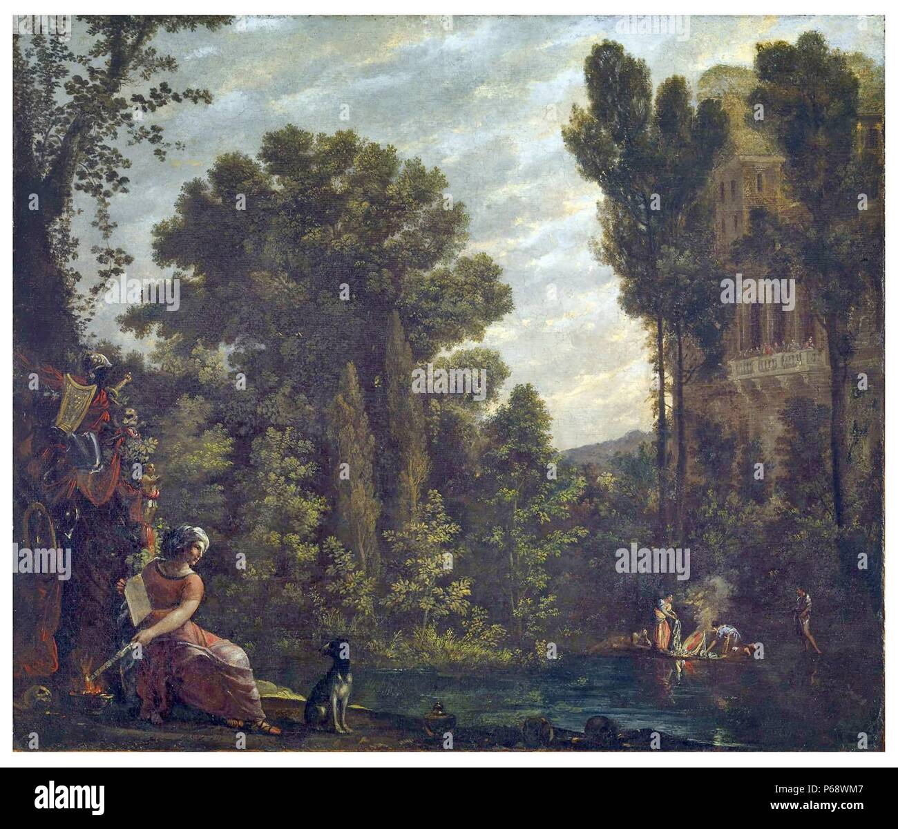 Paesaggio con una scena di stregoneria; 1630 da Agostino Tassi ( 1578- 1644), pittore italiano Foto Stock